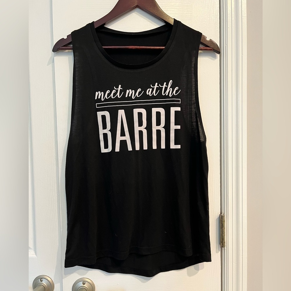 Meet me at the barre workout tank top black.